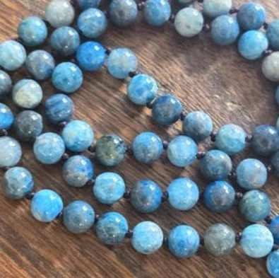 Another view of the African Turquoise Hand-Knotted Mala Necklace