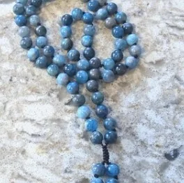Another view of the African Turquoise Hand-Knotted Mala Necklace