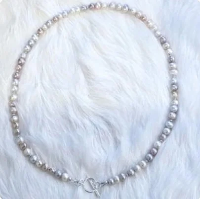 Another view of the Candy Pearl Toggle Clasp Collar Necklace