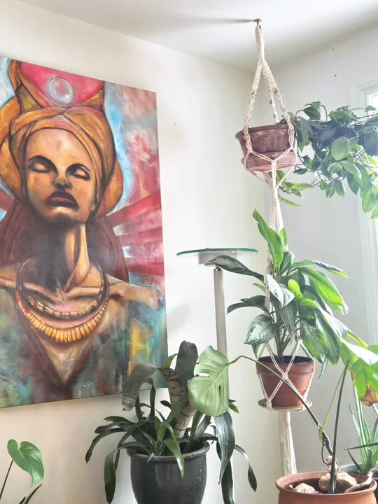 Another view of the Macramé Plant Hanger for a Terracotta Pot