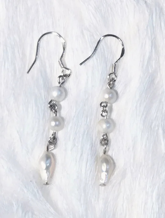 Another view of the Pearl & Shell 925 Sterling Silver Dangle Earrings