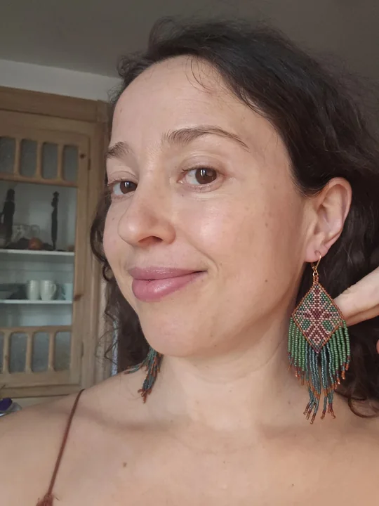 Another view of the Garden Diamond Fringe Earrings