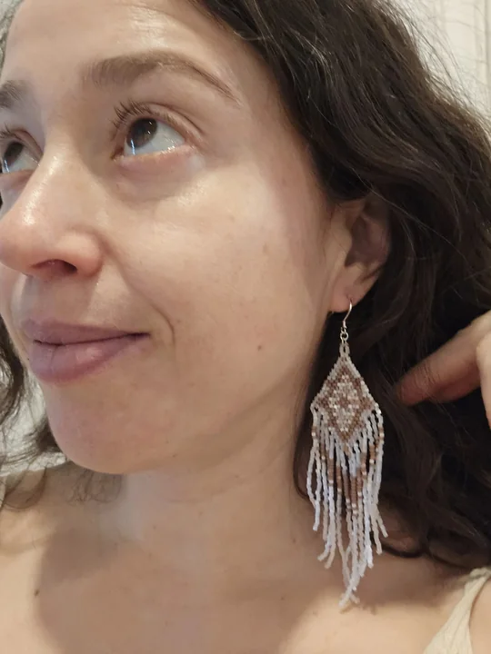 Another view of the Cocoa & Snow Diamond Fringe Earrings
