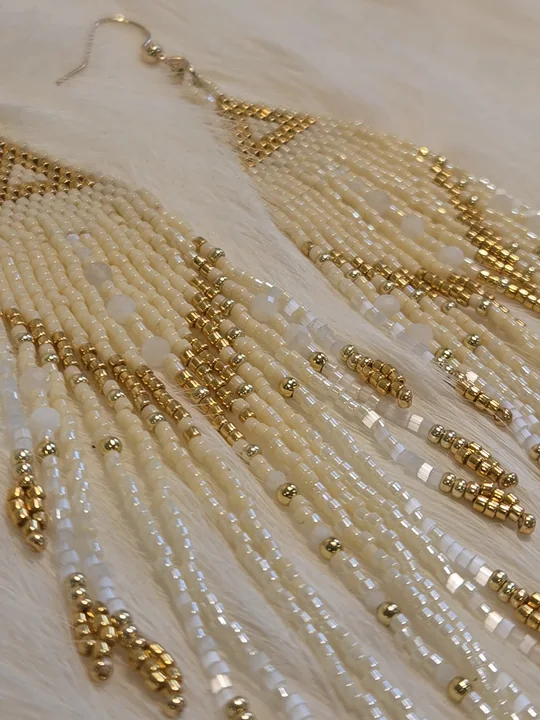 Another view of the Champagne & Gold Fringe Earrings
