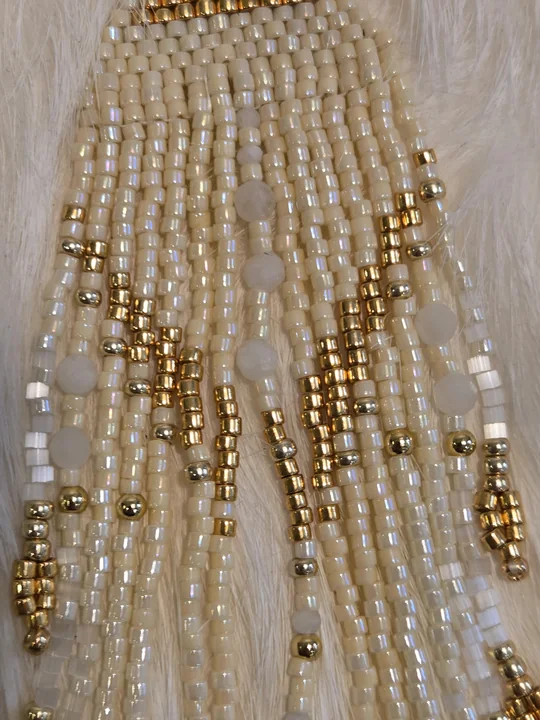 Another view of the Champagne & Gold Fringe Earrings