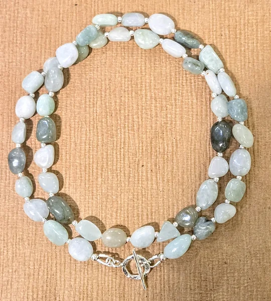 Another view of the Sea-Green Jade & Sterling Silver Necklace