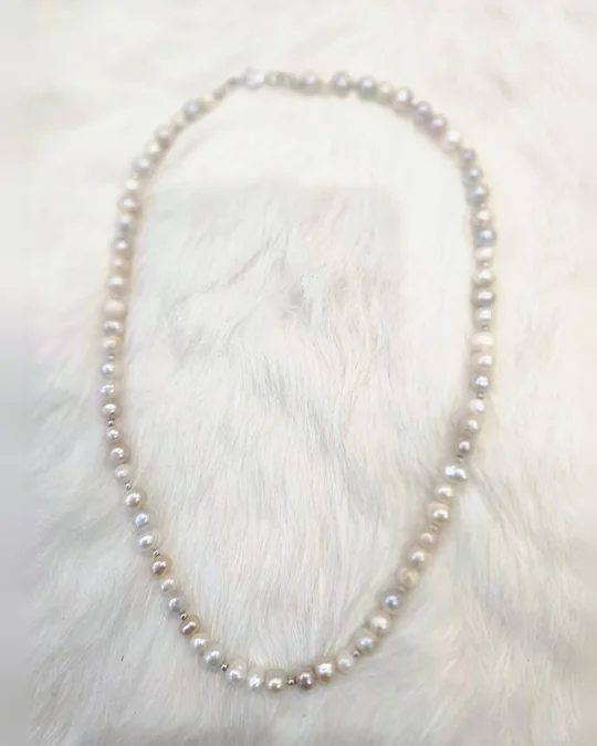 Another view of the Candy Pearl Toggle Clasp Collar Necklace