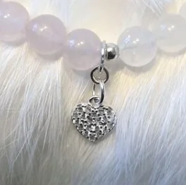 Another view of the Rose Quartz & Danburite Necklace with Sterling Silver Heart Pendant